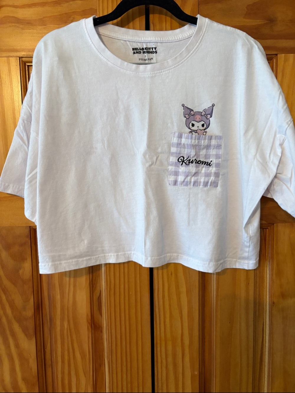 Primark White Tee with Lavender Kuromi Pocket